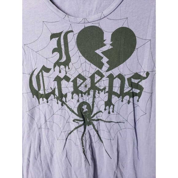 Sweet & Toxic "I Love Creeps" Purple Graphic T-Shirt XL 100% Cotton - Picture 3 of 6